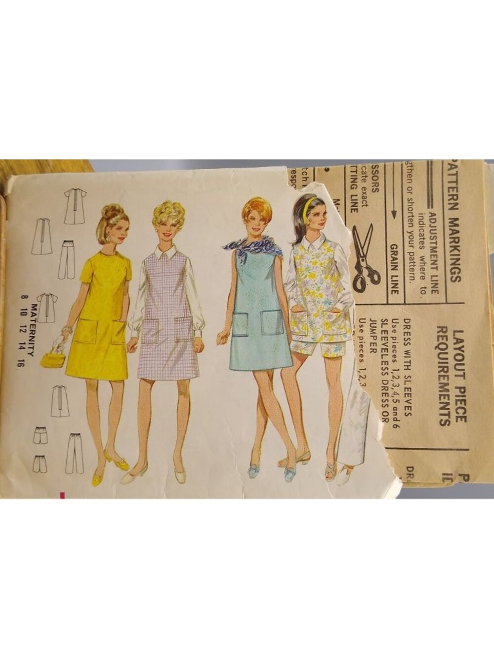 Vintage Sewing PATTERN Butterick 5255, Womens Maternity 1969 Dress or Jumper